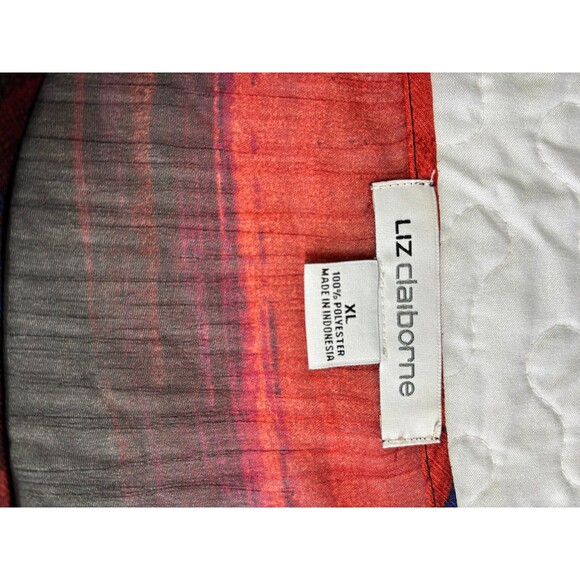 Liz Claiborne Red Black Sheer Scoop Neck Crop Sleeve Blouse size xl - Picture 6 of 7